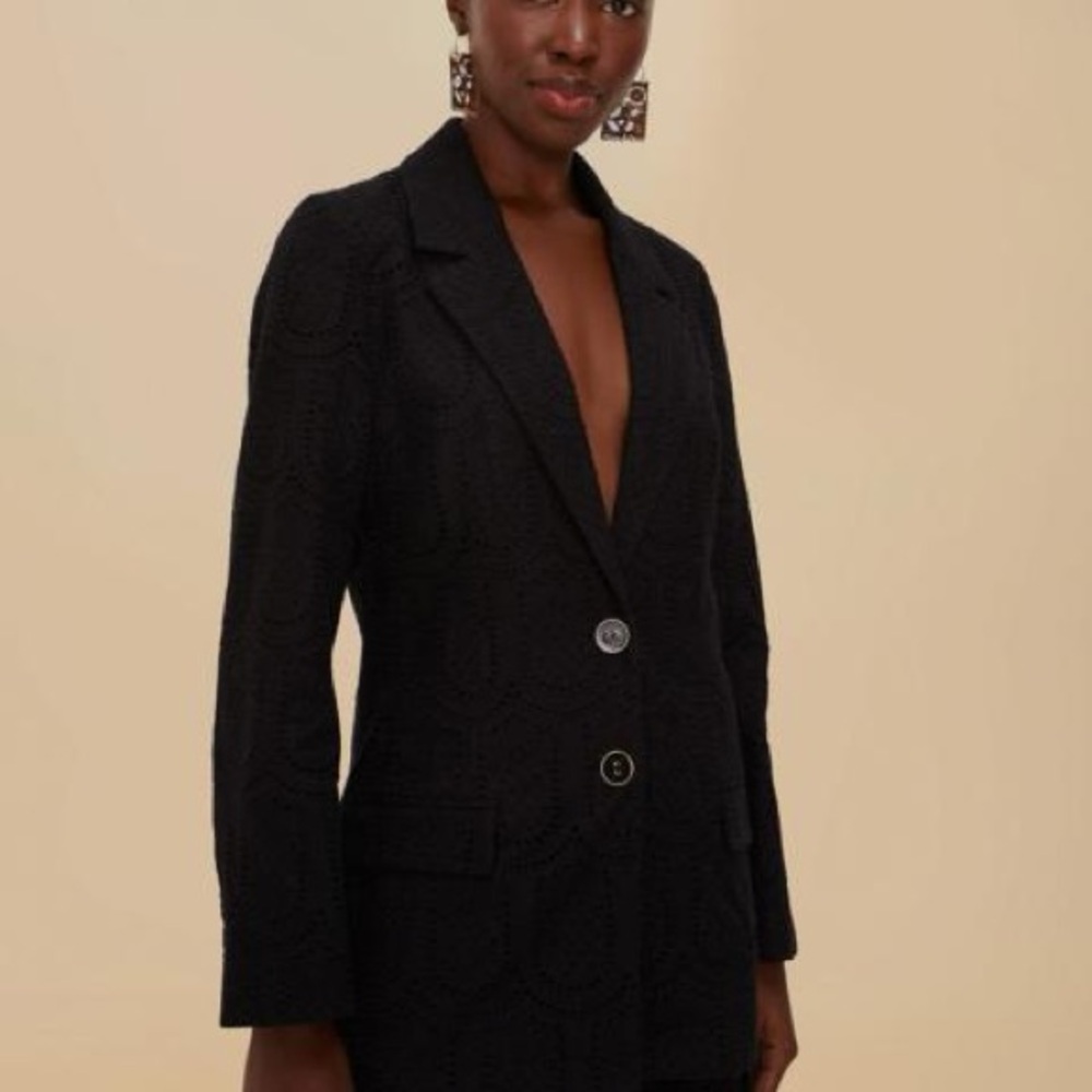 Farm Rio Black Eyelet Blazer Medium
